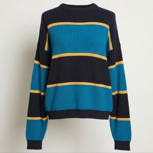 [[Wrangler]] Striped Teal and Yellow Knit Sweater